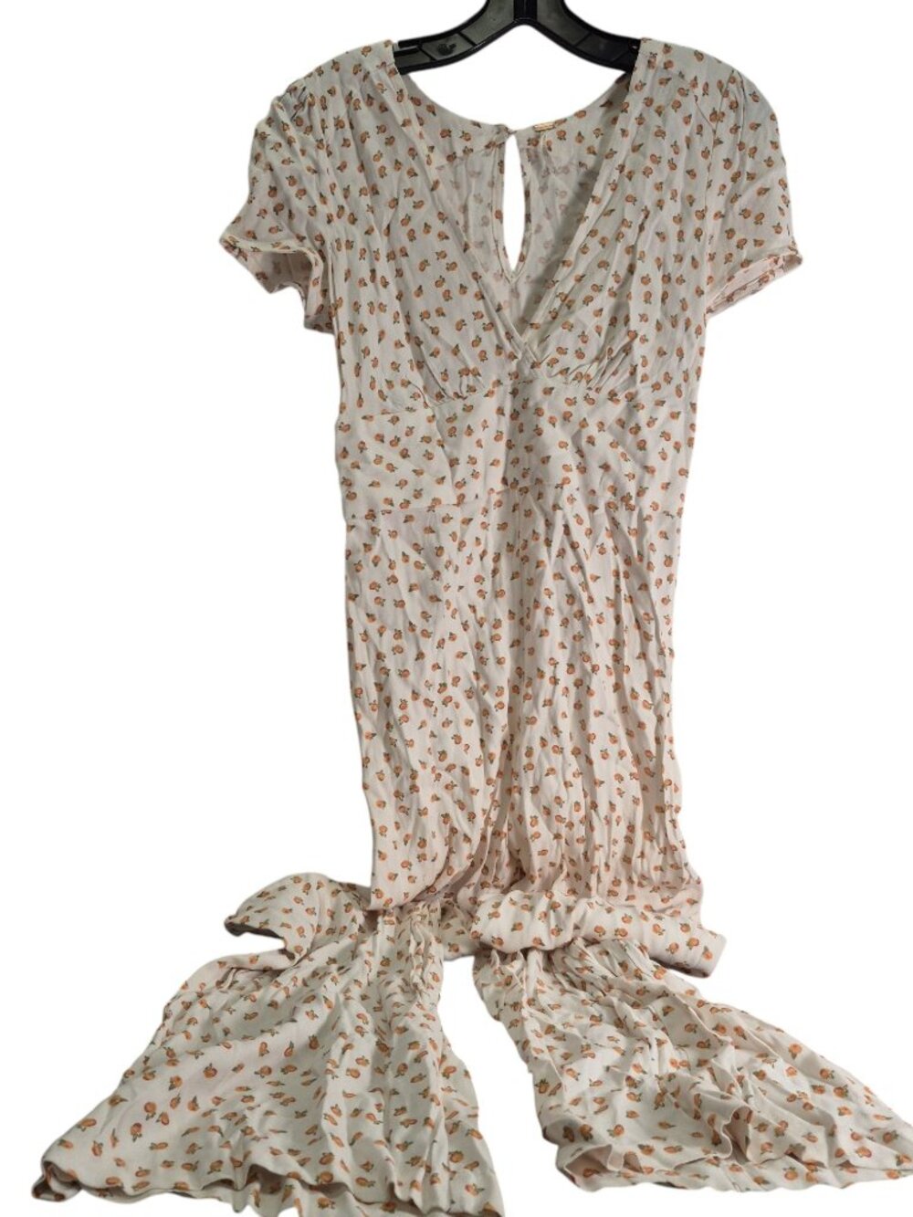 Free People Mia Peach Print Wide Leg Jumpsuit Size 2 - Picture 3 of 9